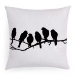 Cushion Cover with Black Birds