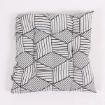 Seat Cushion - White with Geometric Pattern, 40×40 cm