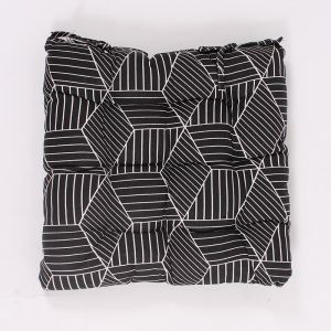 Seat Cushion - Black with Geometric Pattern, 40×40 cm ― Contieurope