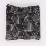 Seat Cushion - Black with Geometric Pattern, 40×40 cm