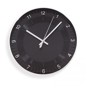 Wall Clock - Chrome Numbers on Black Base ― Contieurope