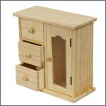 Dekorálható nyers fa mini szekrény - 3 fiókos