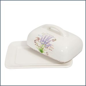 Lavender patterned butter dish ― Contieurope